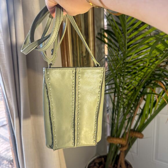 🌿 Vintage Y2K The Sak Sage Green Leather Mini Crossbody/Shoulder Bag - Picture 1 of 6